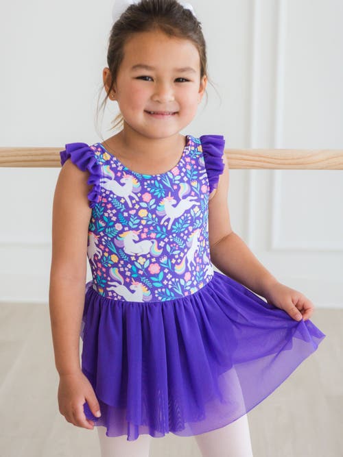 Rufflebutts Girls Flutter Sleeve Leotard In Purple