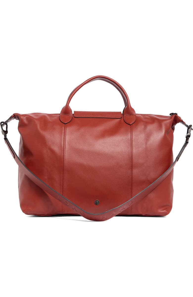 Longchamp Le Pliage Leather Tote Bag, Alternate, color, Sienna