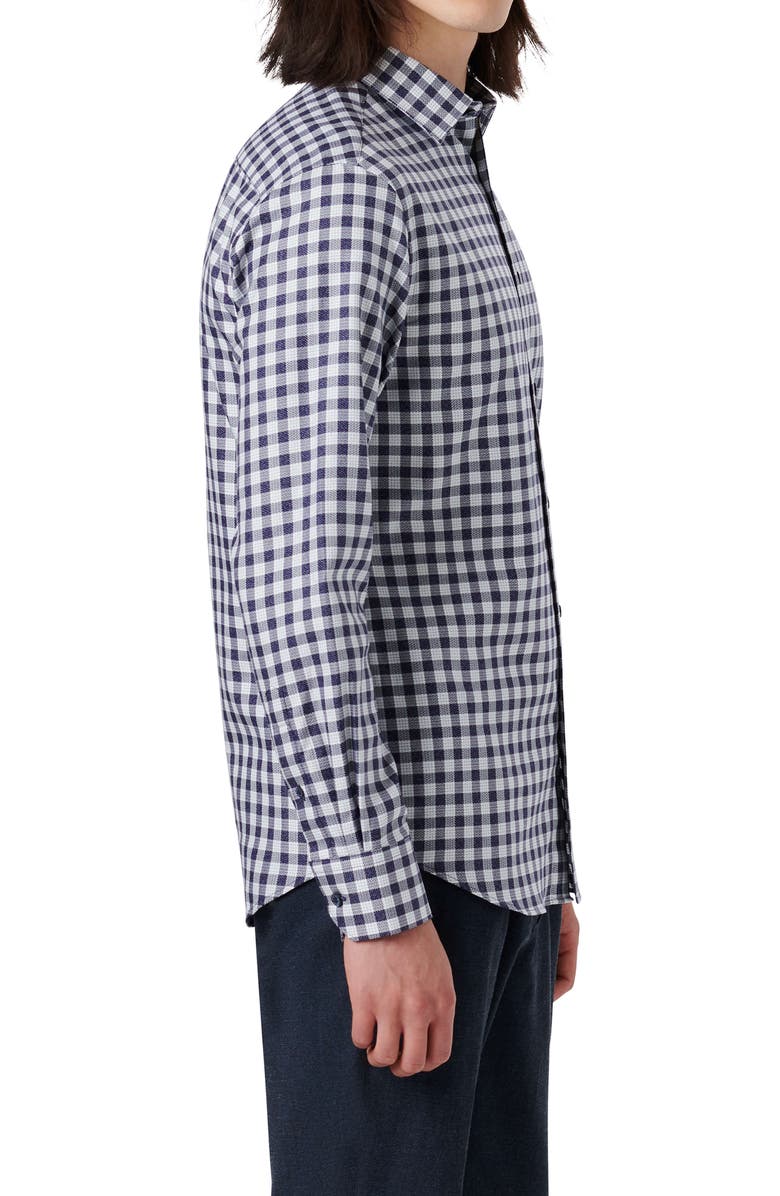 Bugatchi Shaped Fit Gingham Button-Up Shirt, Alternate, color,