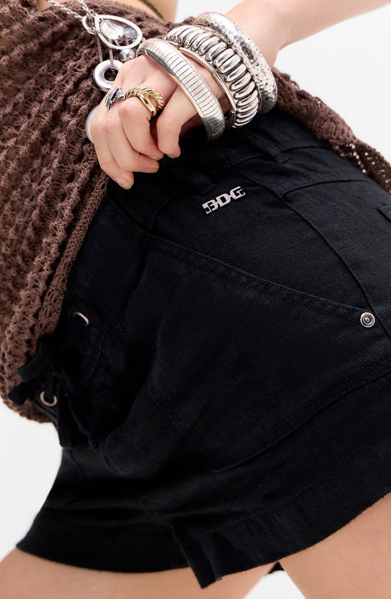 BDG Urban Outfitters Linen & Cotton Drawstring Shorts, Alternate, color, Black