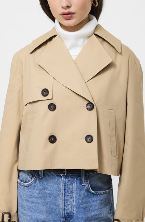 French Connection Cropped Twill Trench Coat In Khaki In Gold