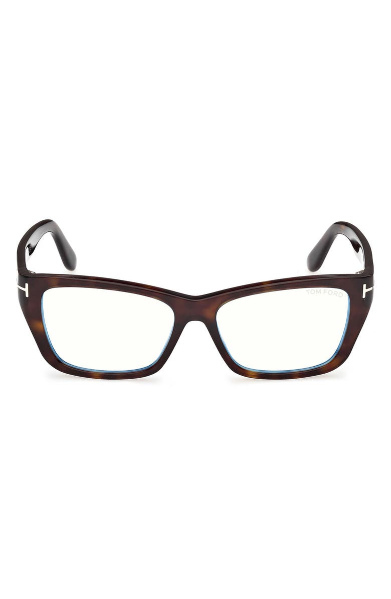 TOM FORD 54mm Butterfly Optical Glasses, Main, color, Shiny Classic Dark Havana
