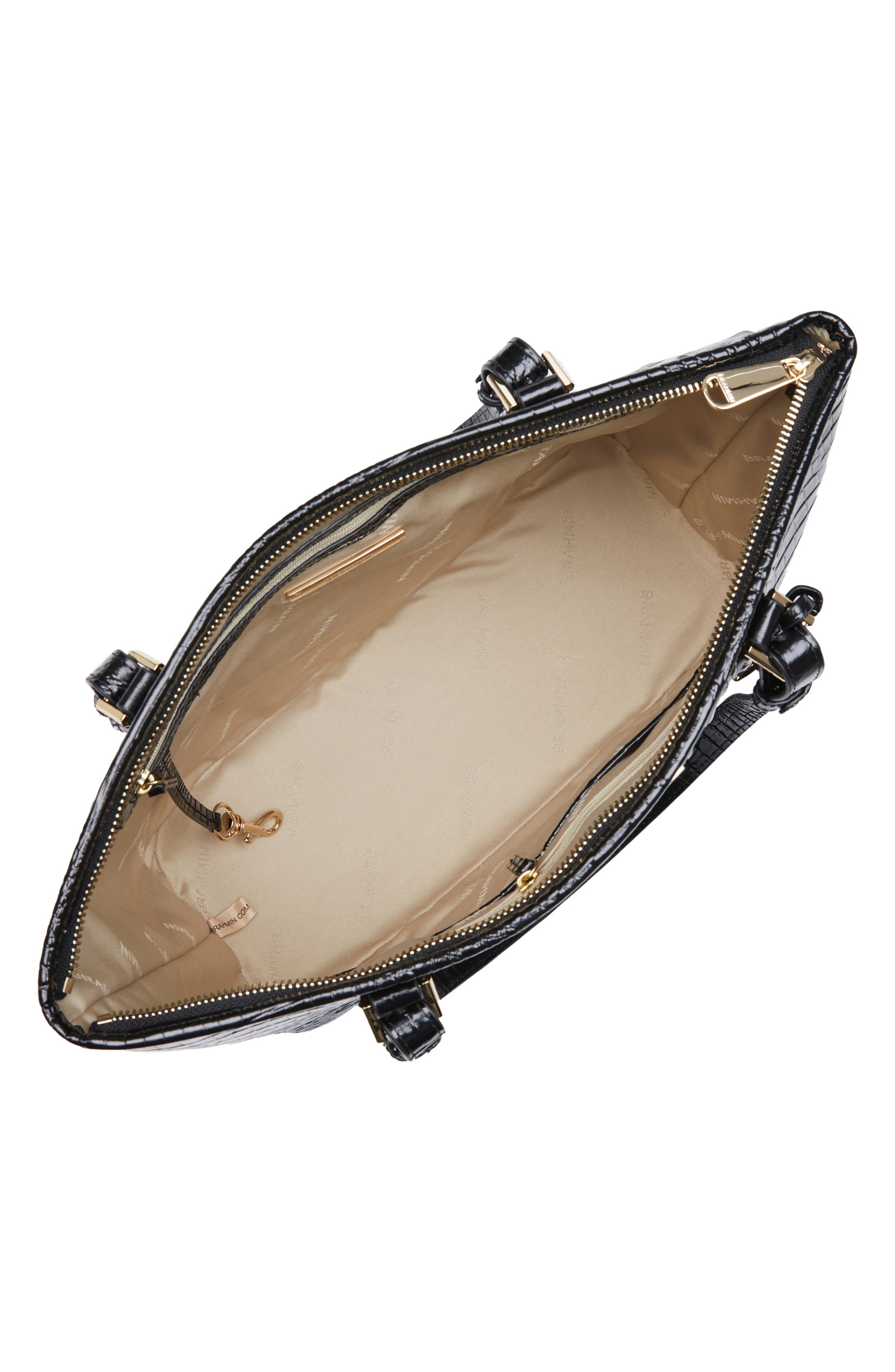 Brahmin Medium Asher Croc Embossed Leather Tote, Alternate, color, Black