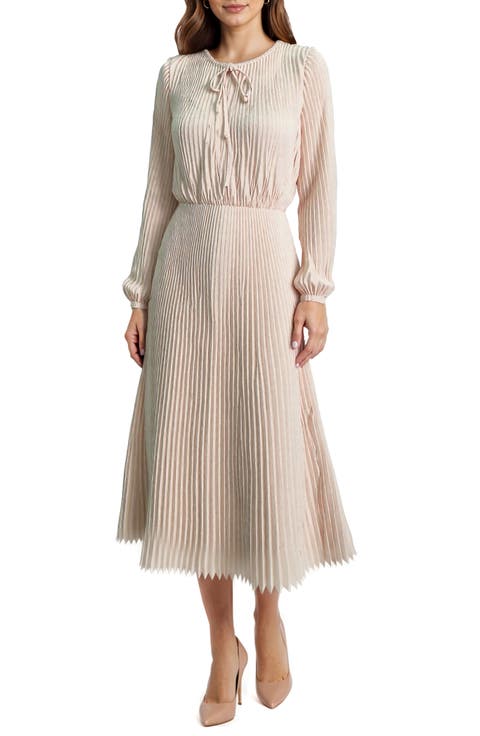 Long Sleeve Pleated Maxi Dress