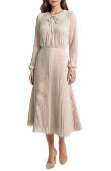 Mila Mae Long Sleeve Pleated Maxi Dress