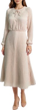 Mila Mae Long Sleeve Pleated Maxi Dress