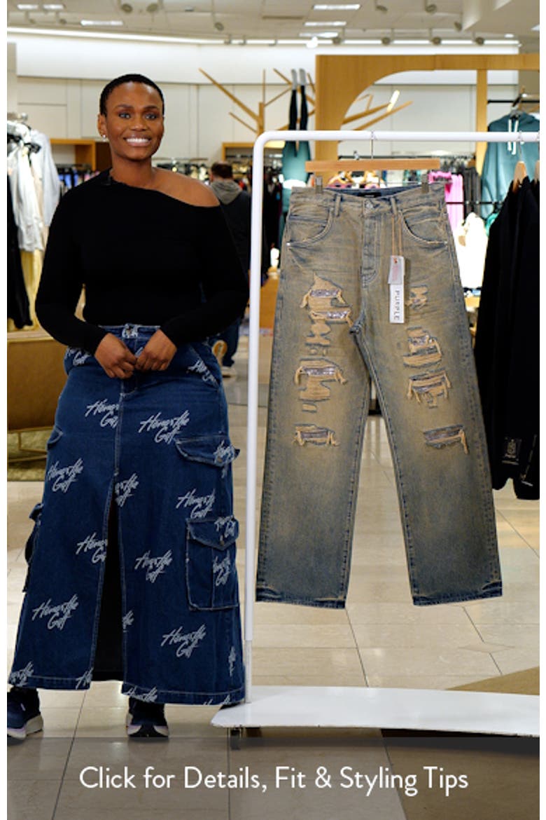 Tinted Sequin Ripped & Repaired Straight Leg Jeans video