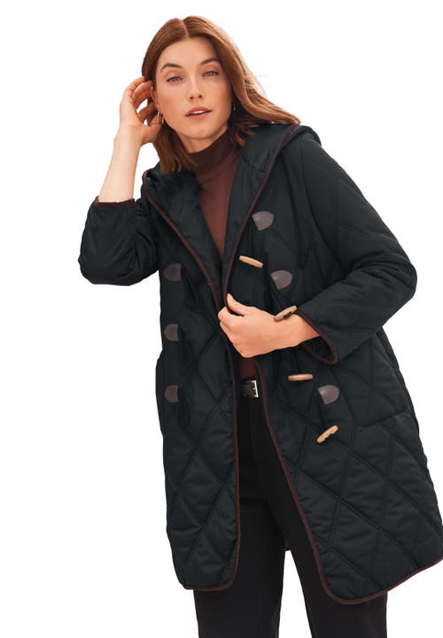 Jessica London Quilted Toggle Jacket In Black