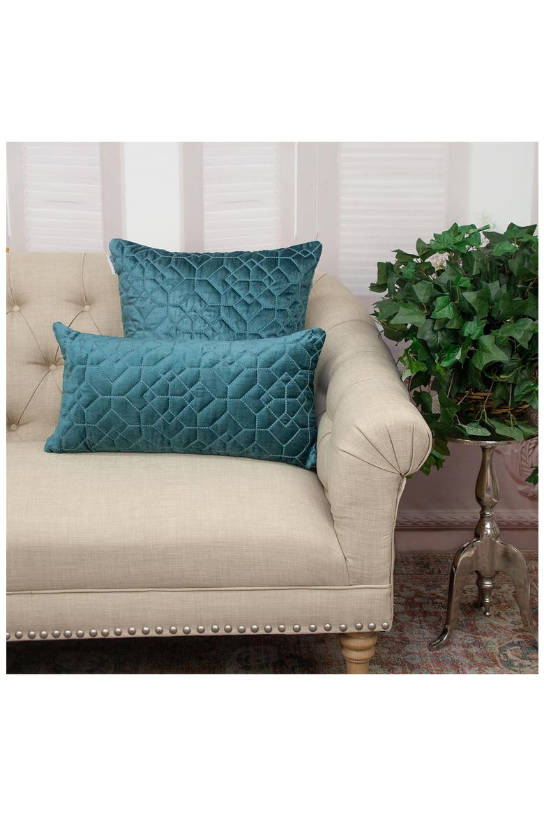 Sora Quilted Throw Pillow, Alternate, color, TEAL