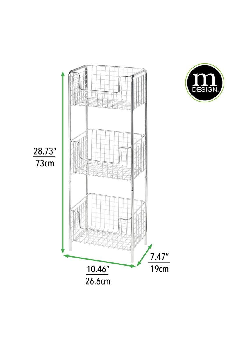 mDesign Steel Freestanding 3-Tier Storage Organizer Tower Rack - Chrome, Alternate, color, Chrome