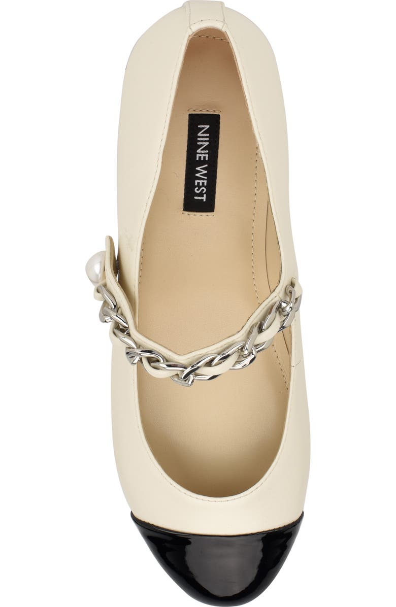Nine West Platy Mary Jane Cap Toe Flat, Alternate, color, Ivory