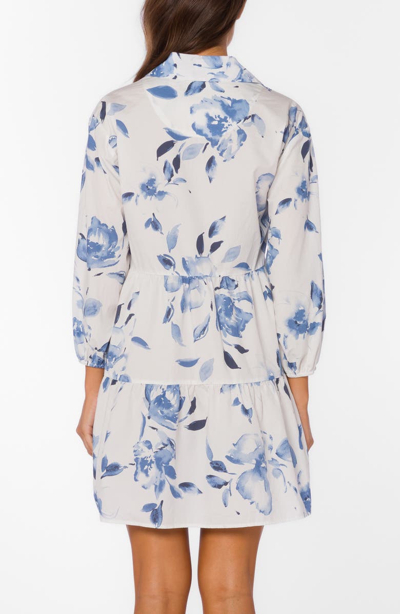 VELVET HEART Floral Balloon Sleeve Cotton Tiered Shirtdress, Alternate, color,