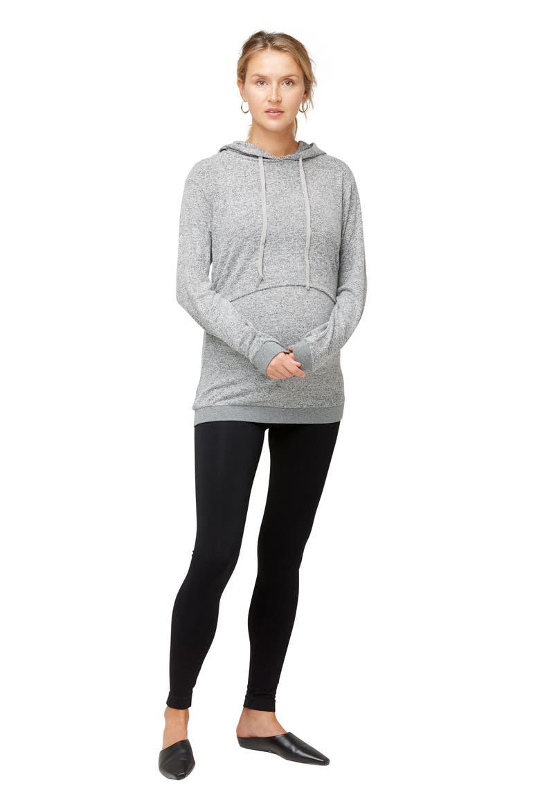 Jojo Maternity/Nursing Hoodie, Alternate, color, GRAY HACCI