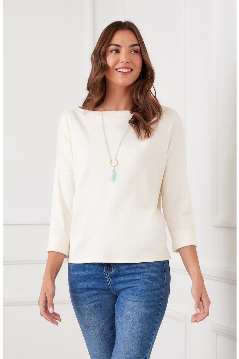 Ribbed Boatneck Top, Alternate, color, CREAM