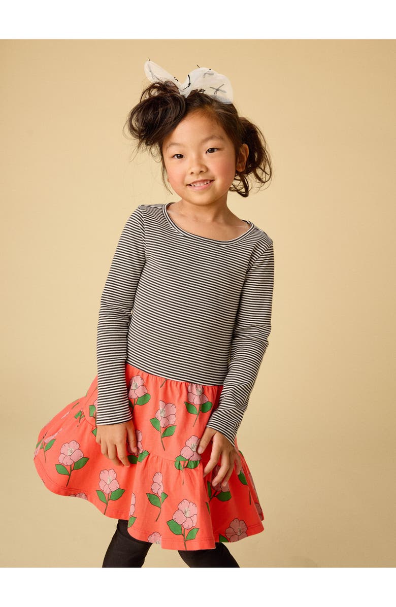 Tea Collection Tiered Skirted Twirl Dress, Alternate, color, Winter Camellia