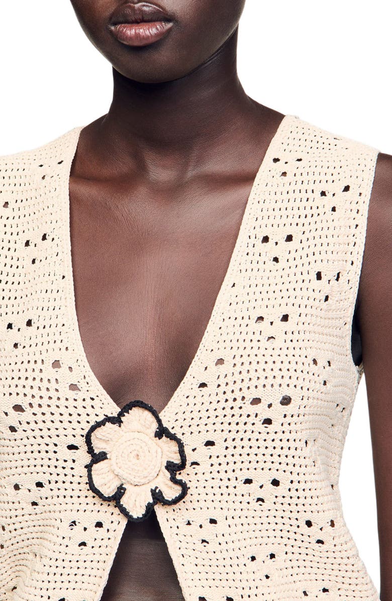 SANDRO Crochet cardigan, Alternate, color, Ecru