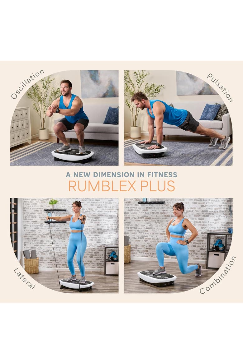 Rumblex Plus 4D Vibration Plate Machine Exercise Machine with Triple Motors for Recovery and Fat Burn, Alternate, color, White