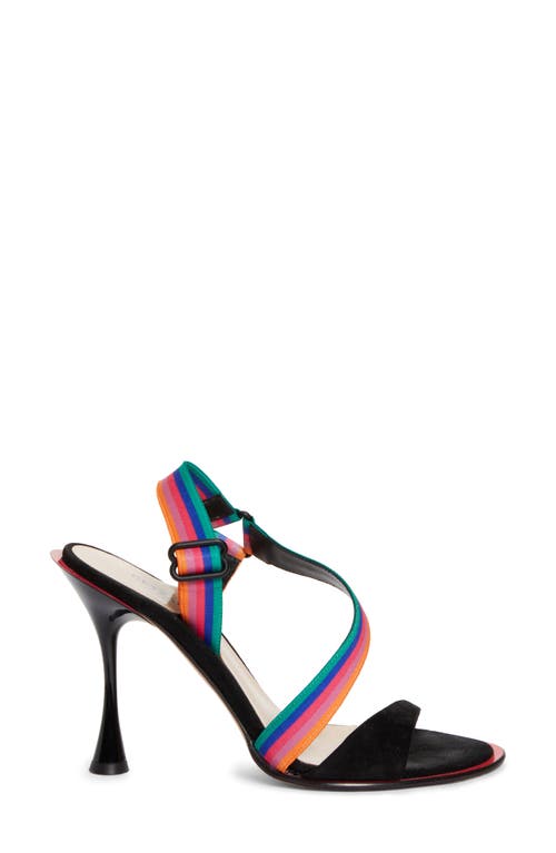 Betzábe Selena Pride Strap Sandal In Black Suede Pride Stripe