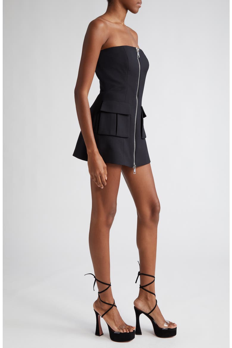 The Marca Strapless Cargo Wool & Silk Blend Minidress, Alternate, color, BLACK