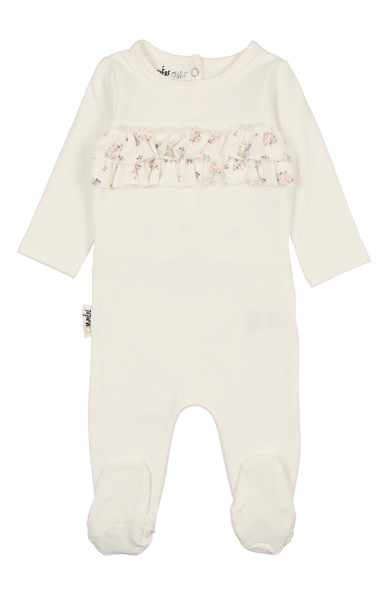 Manière Floral Ruffle Cotton Footie