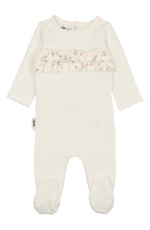 Floral Ruffle Cotton Footie (Baby)