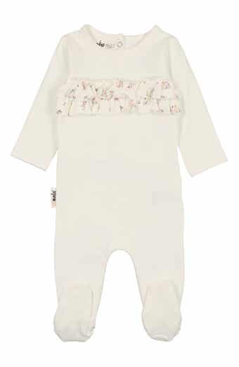 Manière Floral Ruffle Cotton Footie