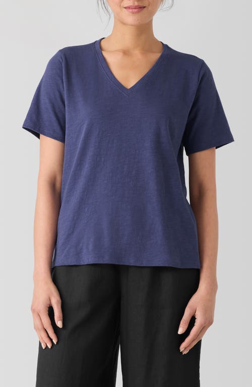 Eileen Fisher Easy V-neck Organic Cotton T-shirt In Bluette