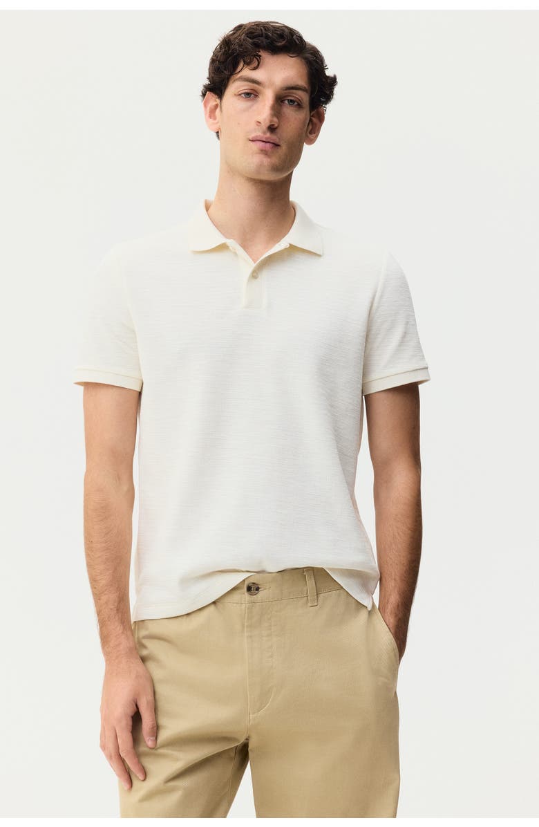 H&M Slim Fit Jacquard-knit Polo Shirt, Alternate, color, Cream