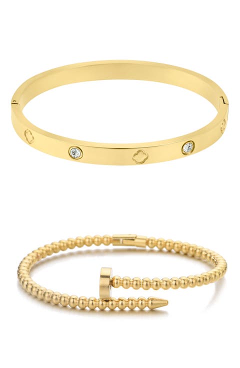 Clover & Beaded 2-Piece Bracelet Set