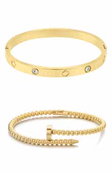 Clover & Beaded 2-Piece Bracelet Set