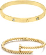 Adornia Clover & Beaded 2-Piece Bracelet Set