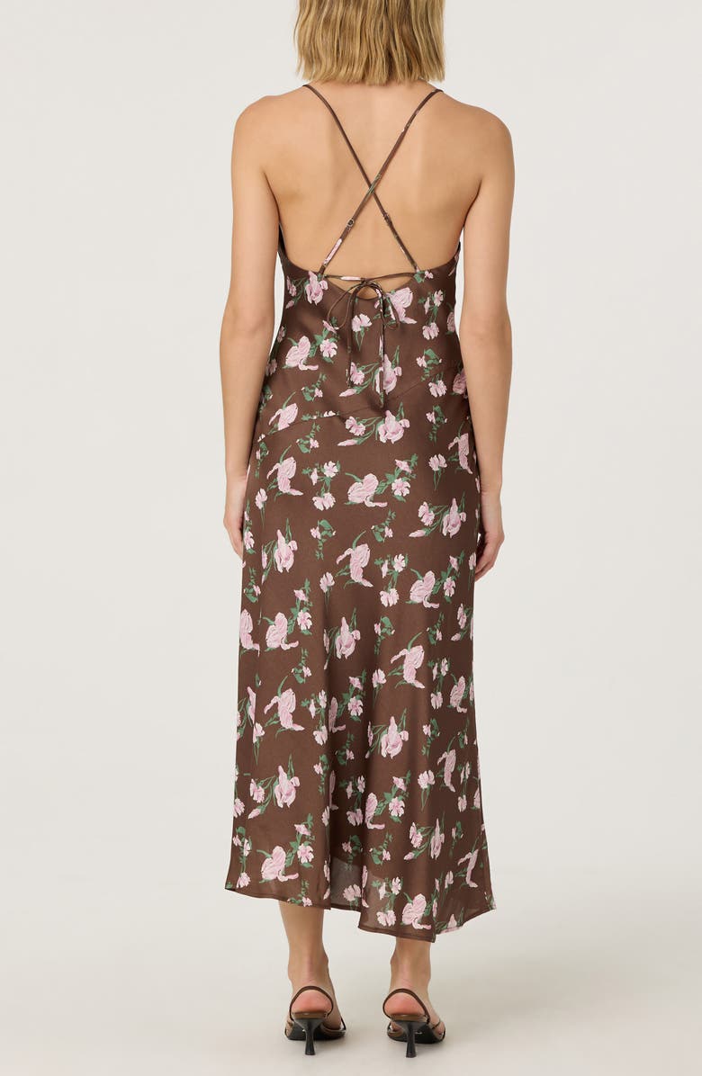 ASTR the Label Cowl Neck Slipdress, Alternate, color, Brown Pink Floral