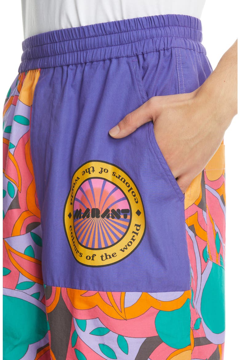 Laverneo Abstract Print Cotton Logo Shorts, Alternate, color, VIOLET