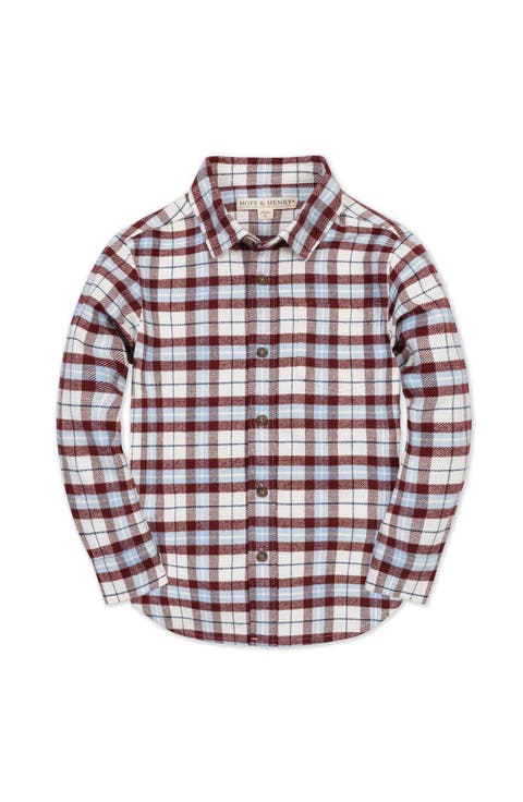 Kids' Organic Long Sleeve Flannel Button Down Shirt
