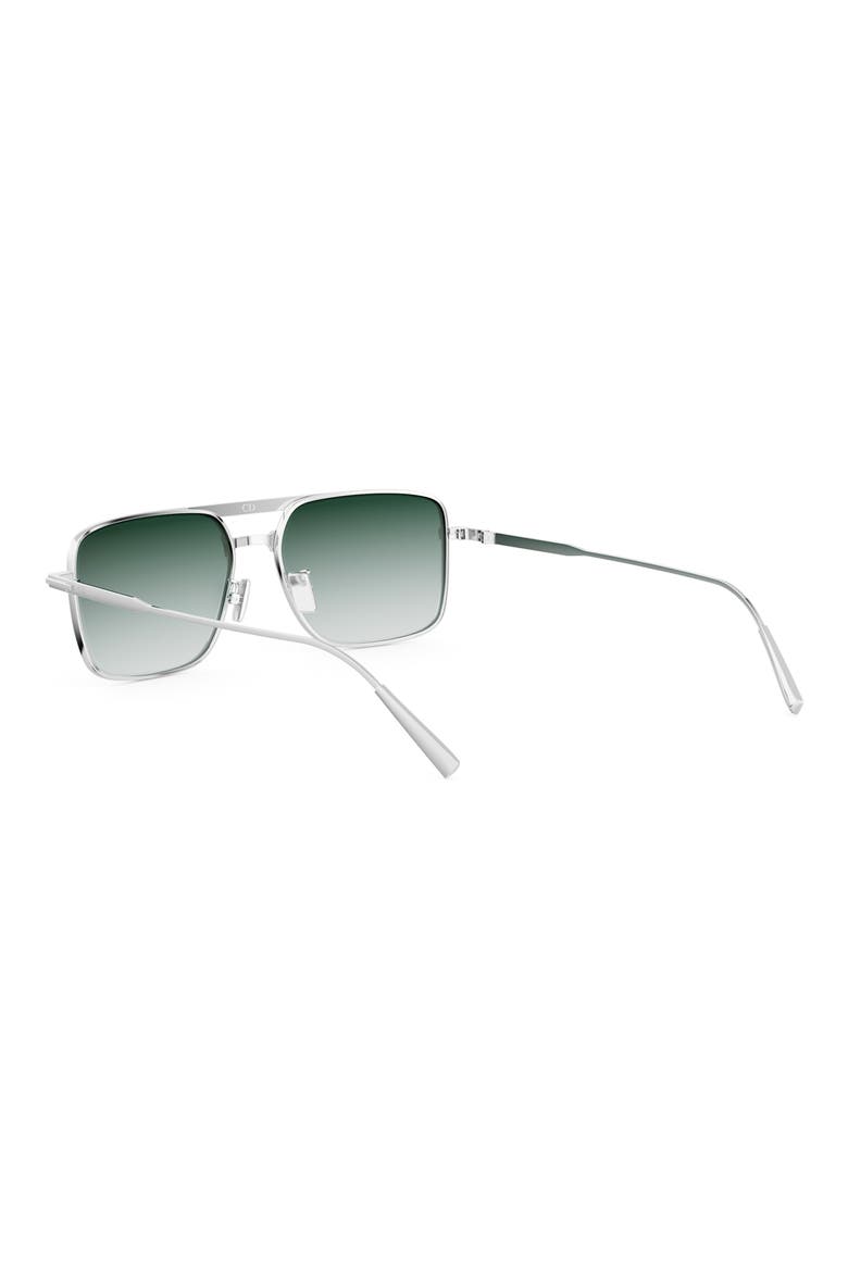 'DiorBlacksuit S17U 54mm Rectangular Sunglasses, Alternate, color, SHINY PALLADIUM / GREEN