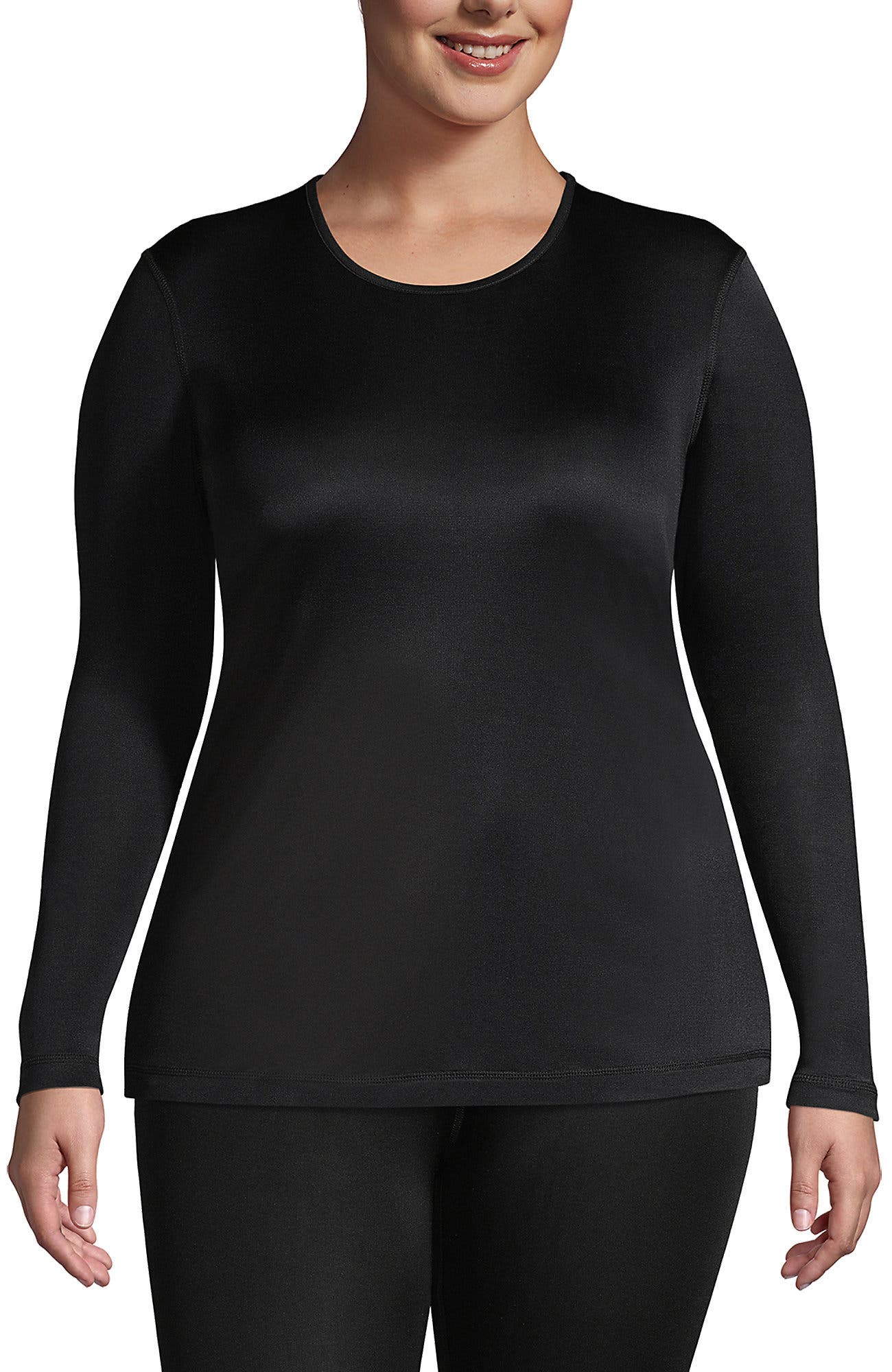 Silk Interlock Long Sleeve Crewneck Long Underwear Top