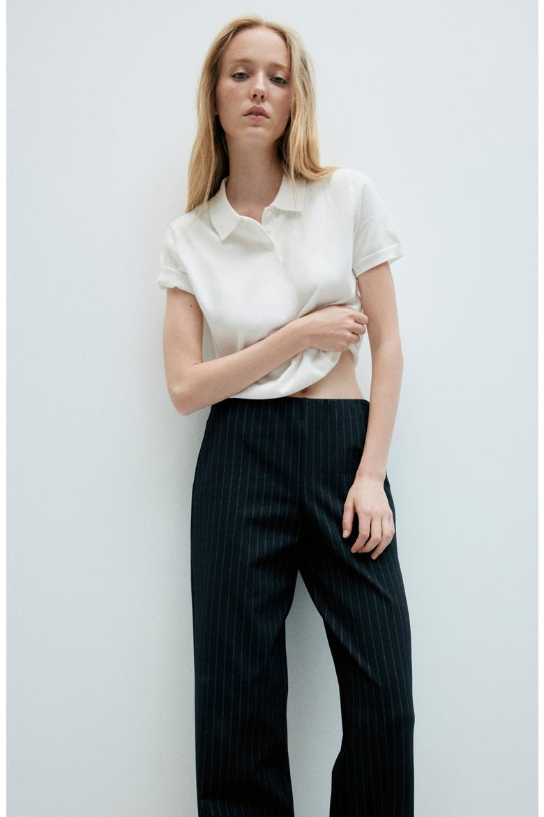 Pinstripe Straight Leg Pants, Alternate, color, NAVY
