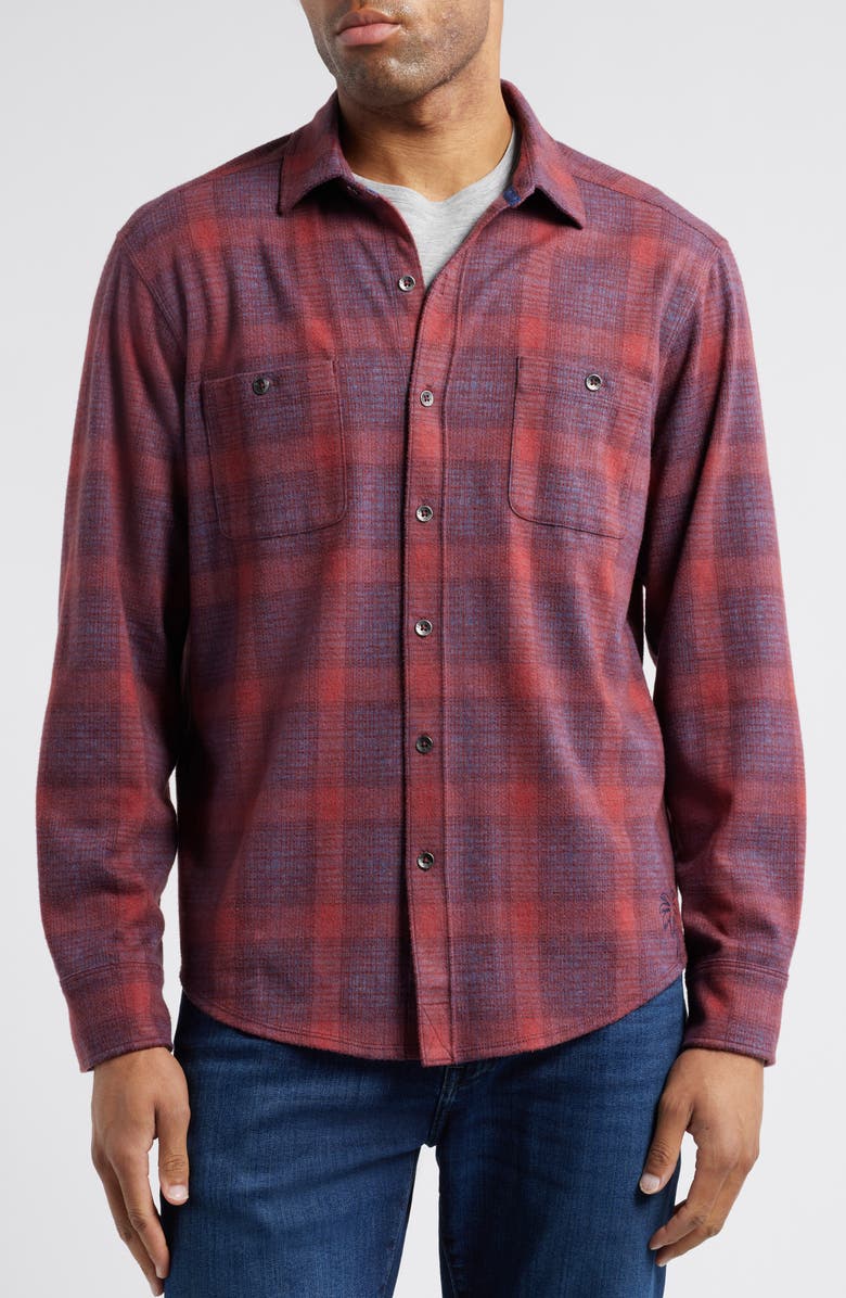 Tommy Bahama Fireside San Miguel Plaid Cotton Button-Up Shirt, Alternate, color, Rhododendr