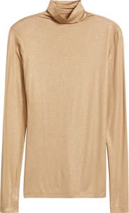 Anne Klein Shimmer Turtleneck Long Sleeve Top