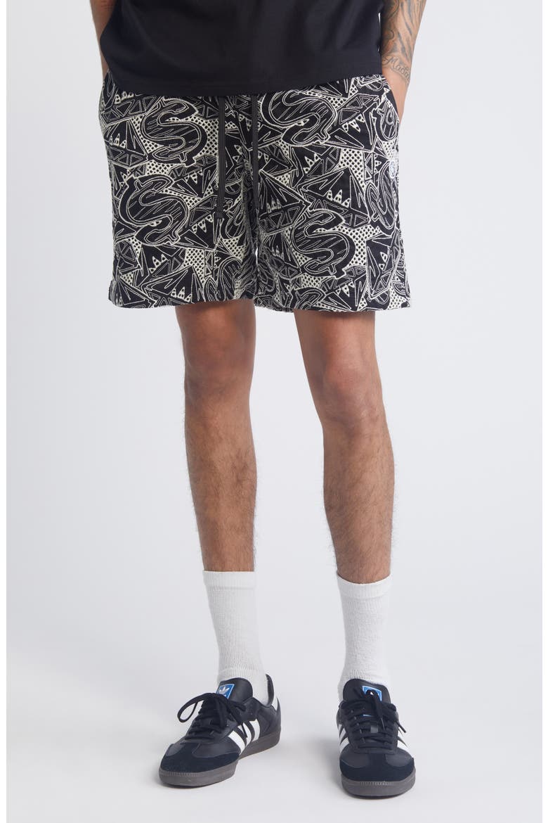 Diamond Dollars Cotton Drawstring Shorts, Main, color, G-BLACK