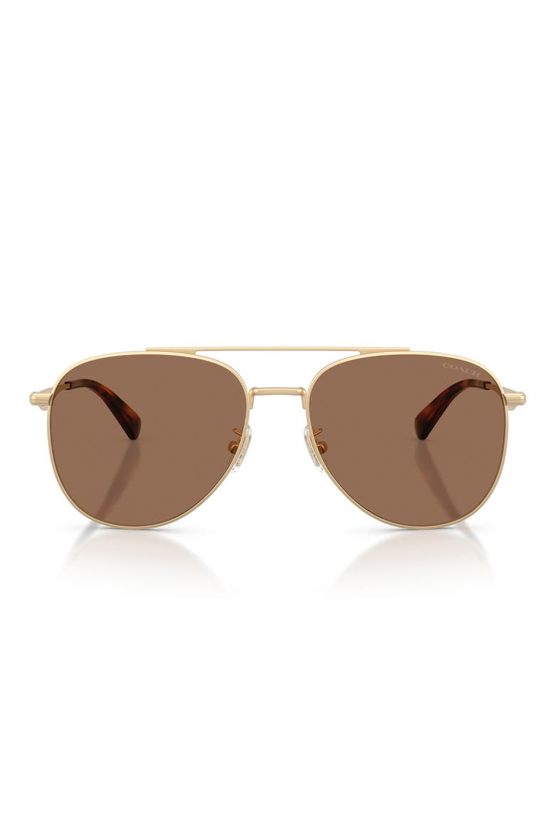 58mm Pilot Sunglasses, Main, color, SATIN LIGHT GOLD / BROWN SOLID