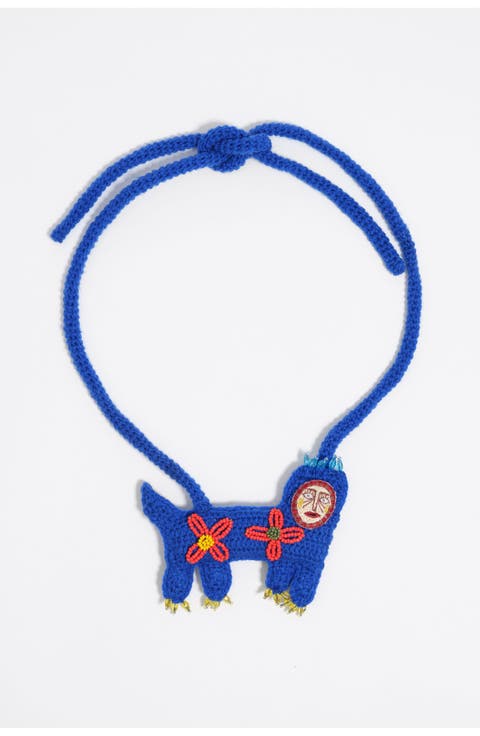 Embroidered Mask Crochet Necklace