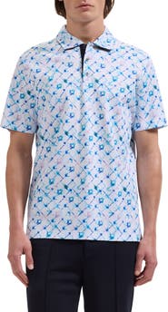 Bugatchi Hendrix Geo Print Pima Cotton Polo
