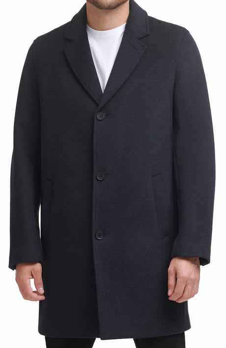 Cole Haan Classic Wool Blend Plush Notched Collar Coat