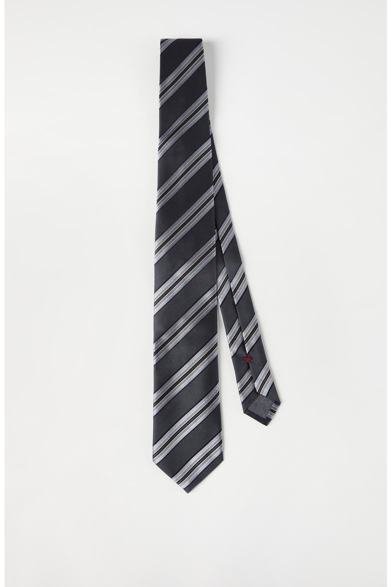 Silk textured stripe tie, Alternate, color, Anthracite