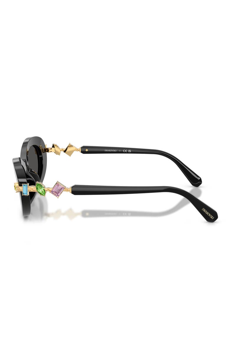 53mm Oval Sunglasses, Alternate, color, BLACK / DARK GREY
