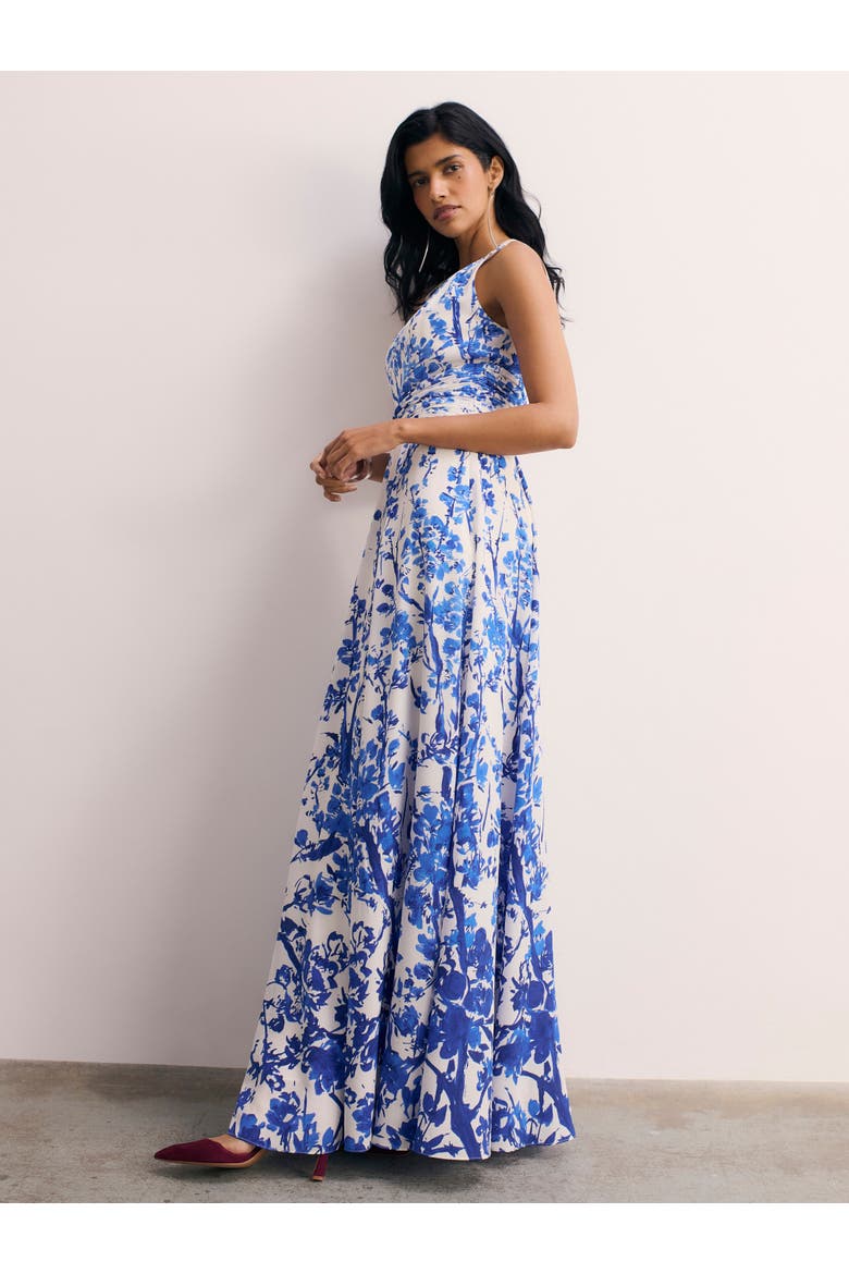 Oria Floral Print Silk Maxi Dress, Alternate, color, Ivory