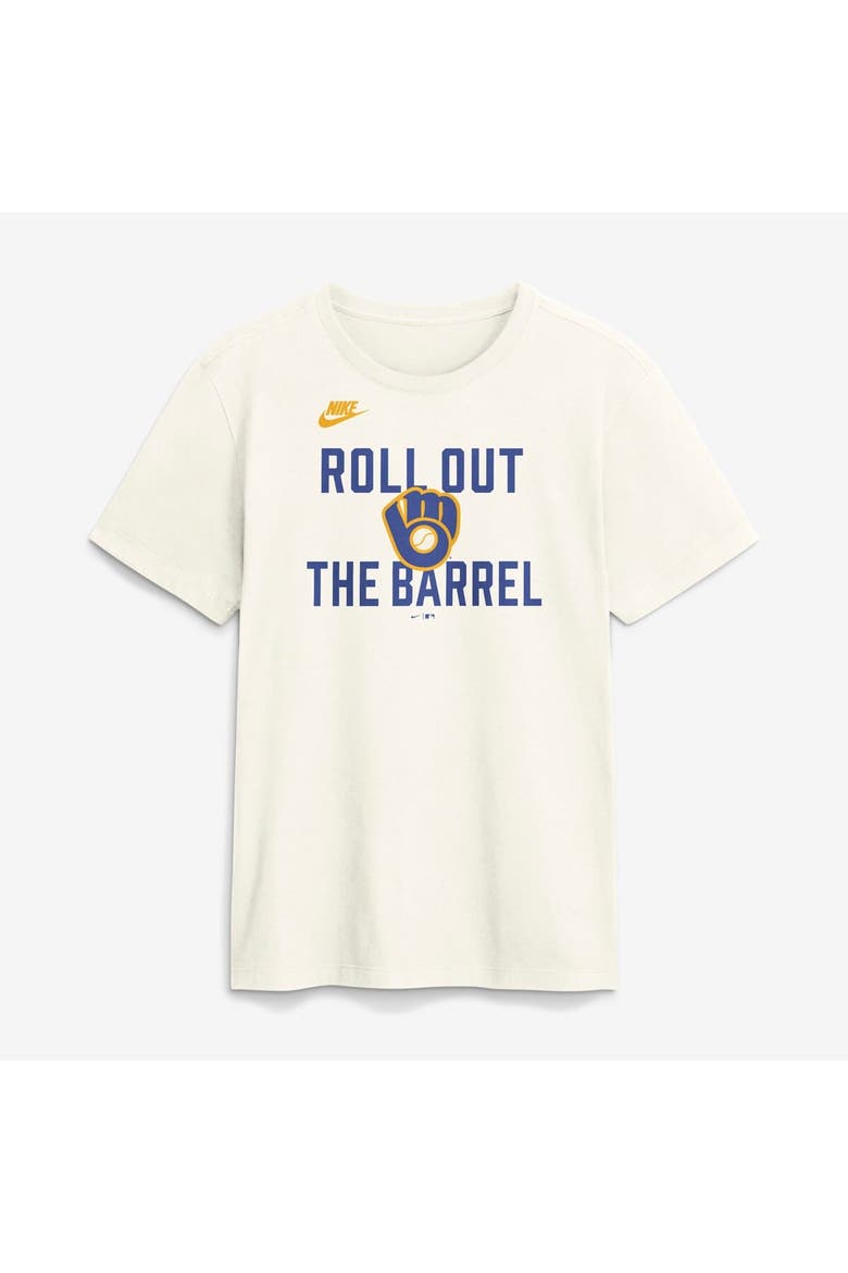 Men's Nike Cream Milwaukee Brewers Cooperstown Collection ‘70s Inspired T-Shirt, Alternate, color, Cream
