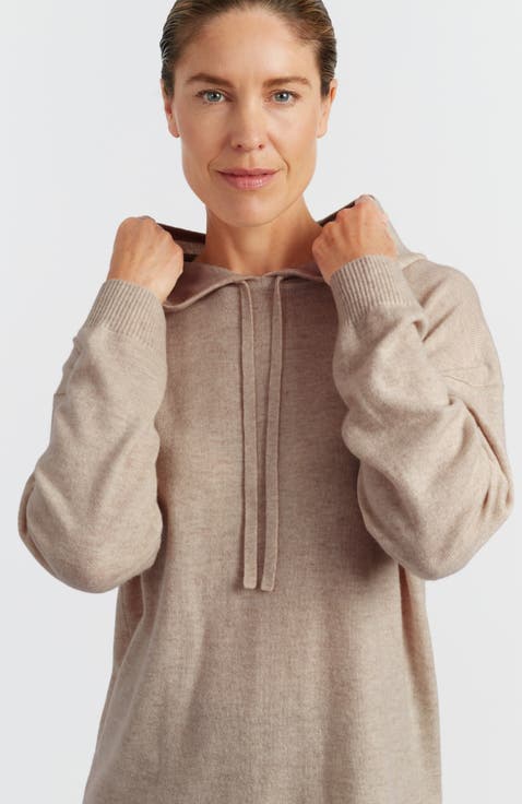 Wool Cashmere Blend Relaxed Hoodie Sweater