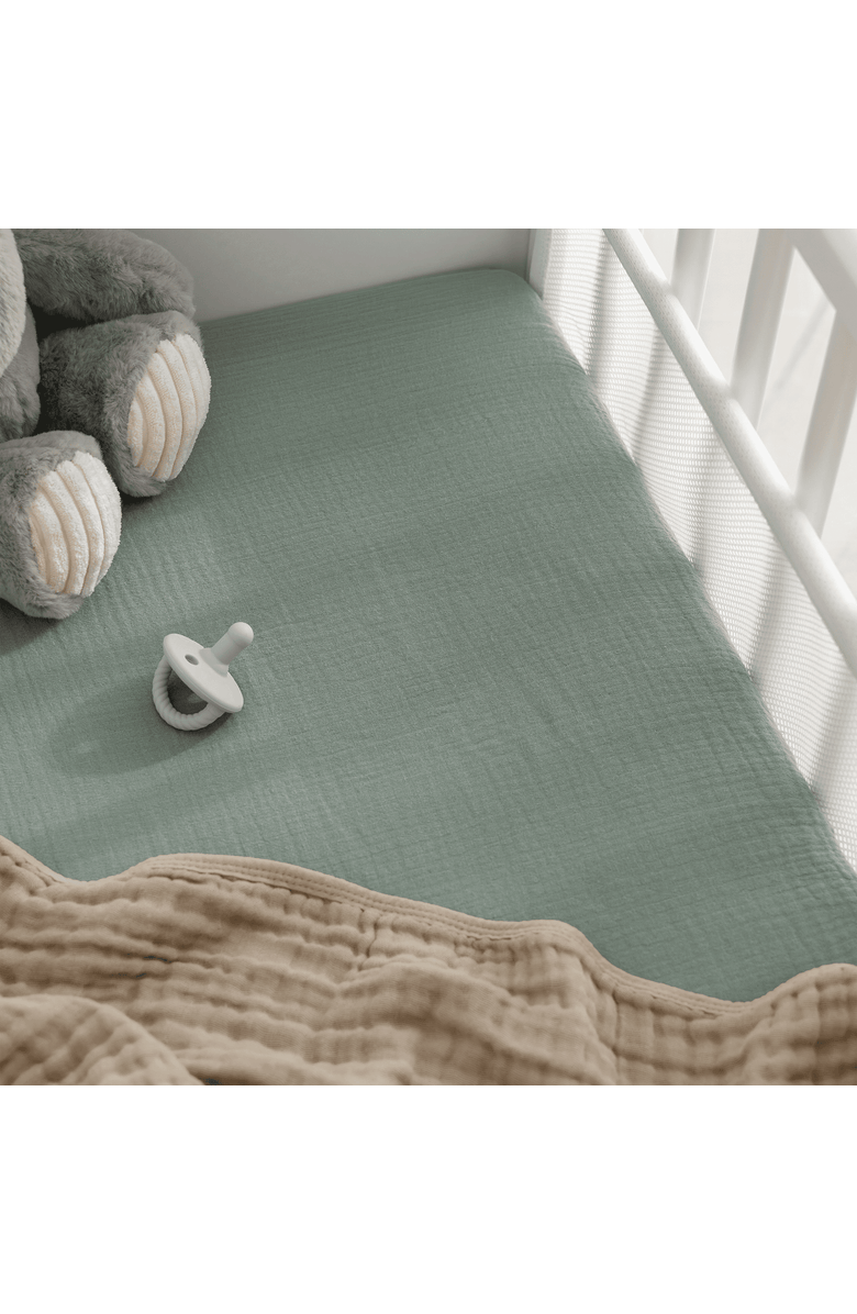 Comfy Cubs Muslin Fitted Bassinet Crib Sheet, Alternate, color, Fern